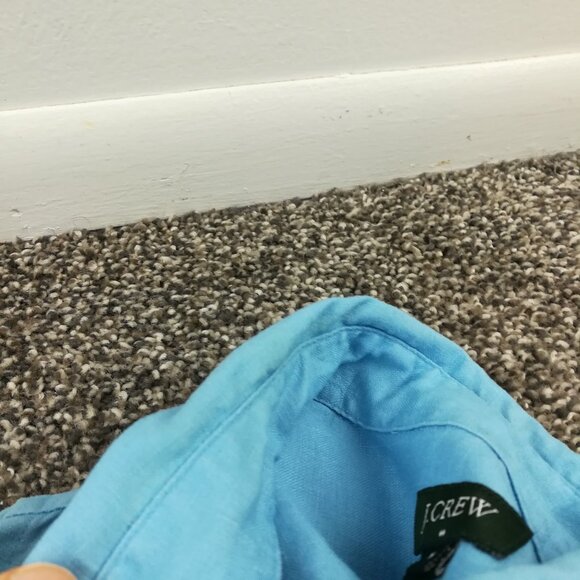 Vintage J Crew Shirt 100% Linen Short Sleeve Button Down Blue Mens Medium Y2K - Picture 7 of 10